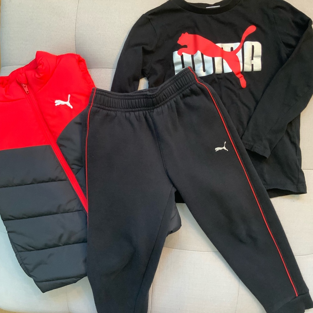 ❤️Puma Kids Black and Red Jogger Set🖤